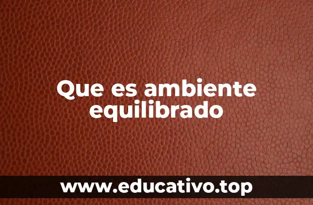 Que es ambiente equilibrado