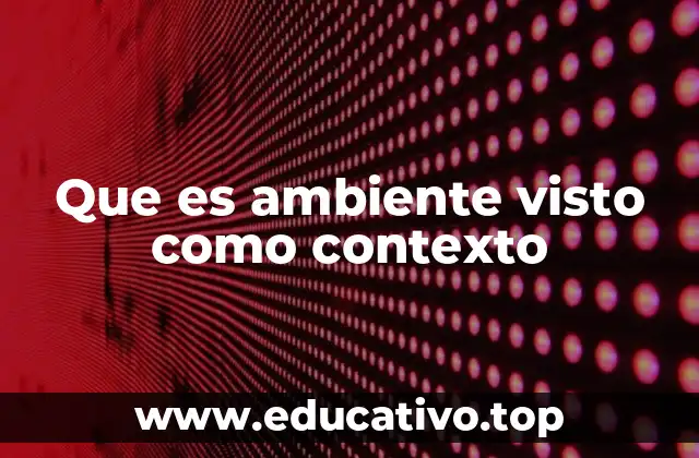 Que es ambiente visto como contexto
