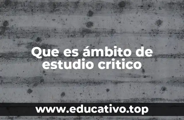 Que es ámbito de estudio critico