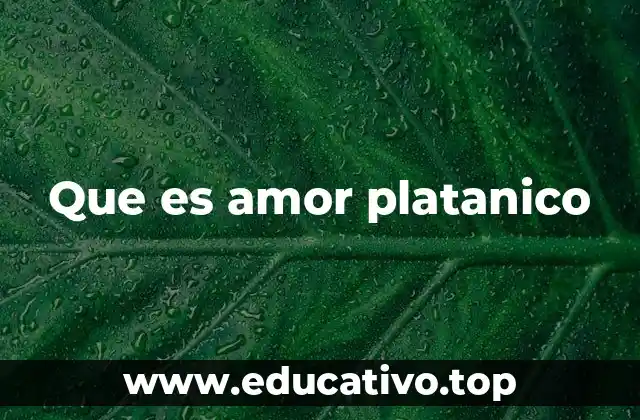 Que es amor platanico