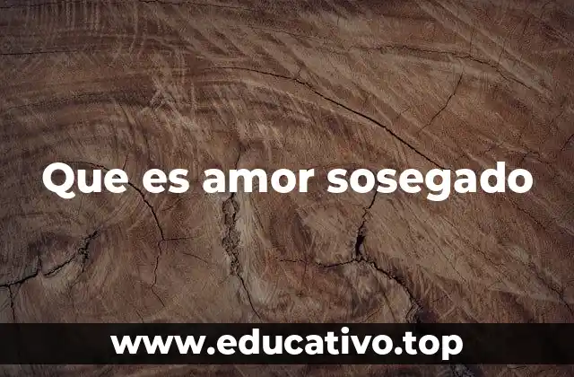 Que es amor sosegado