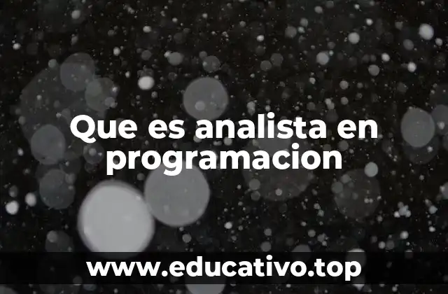 Que es analista en programacion