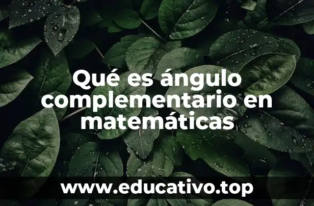 Qué es ángulo complementario en matemáticas