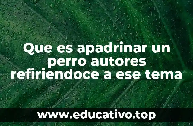 Que es apadrinar un perro autores refiriendoce a ese tema