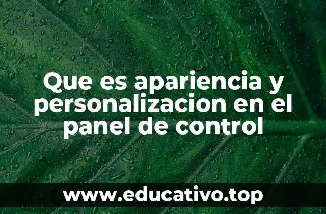 Que es apariencia y personalizacion en el panel de control