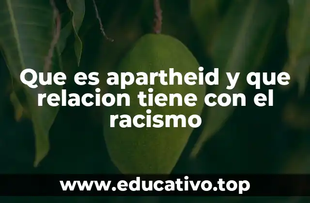 Que es apartheid y que relacion tiene con el racismo