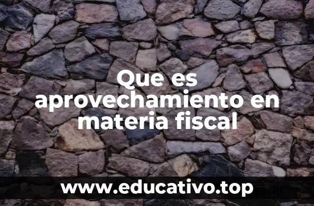 Que es aprovechamiento en materia fiscal