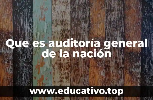 Que es auditoría general de la nación
