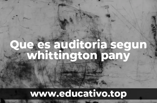 Que es auditoria segun whittington pany