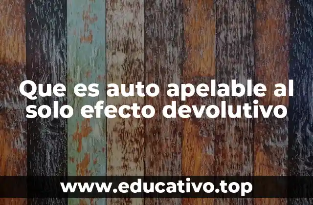 Que es auto apelable al solo efecto devolutivo
