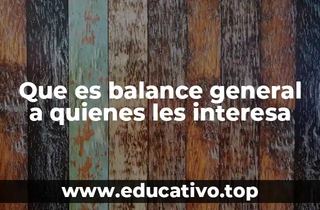 Que es balance general a quienes les interesa