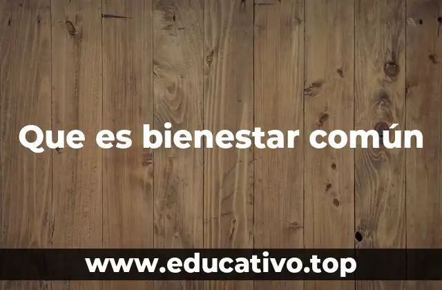 Que es bienestar común