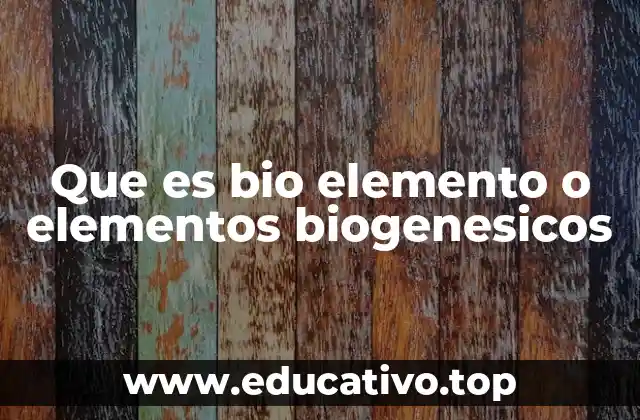 Que es bio elemento o elementos biogenesicos
