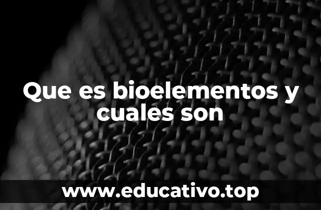 Que es bioelementos y cuales son