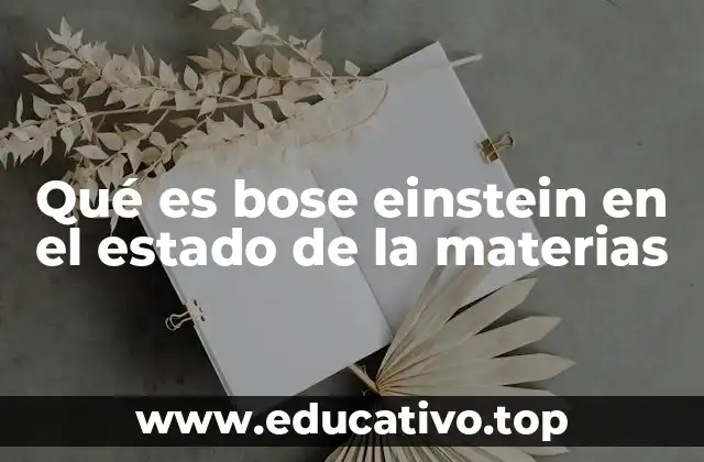 Qué es bose einstein en el estado de la materias