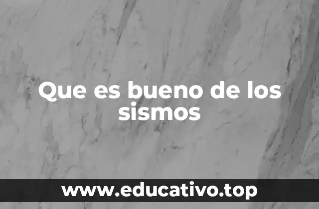 Que es bueno de los sismos