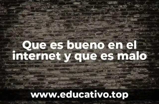 Que es bueno en el internet y que es malo