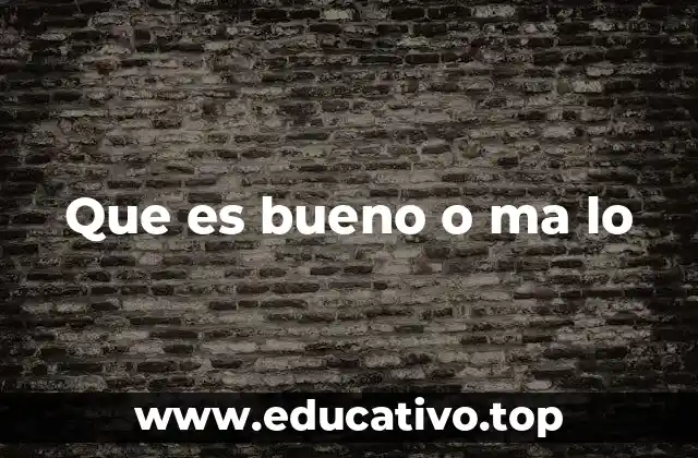 Que es bueno o ma lo