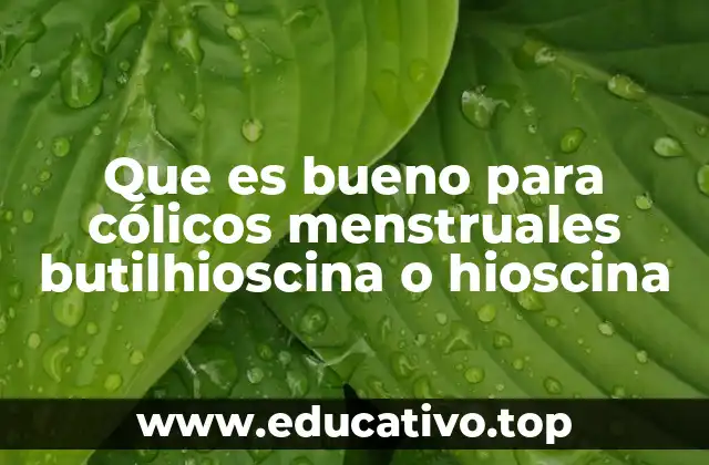 Que es bueno para cólicos menstruales butilhioscina o hioscina