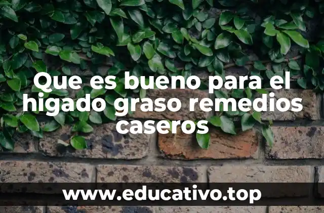 Que es bueno para el higado graso remedios caseros