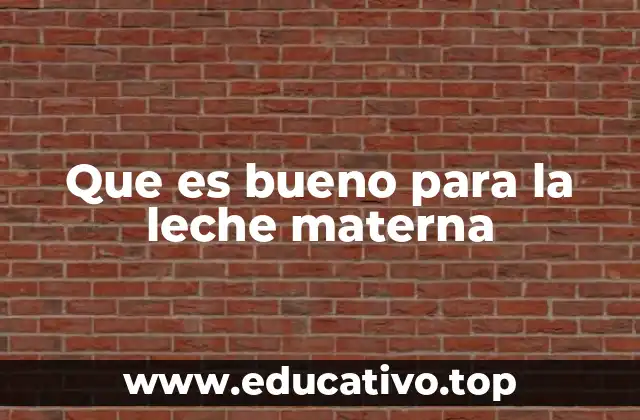 Que es bueno para la leche materna