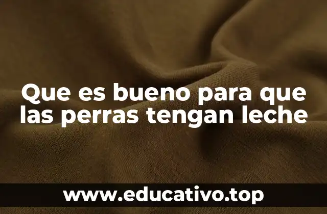 Que es bueno para que las perras tengan leche