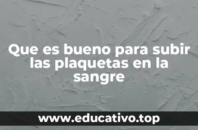 Que es bueno para subir las plaquetas en la sangre