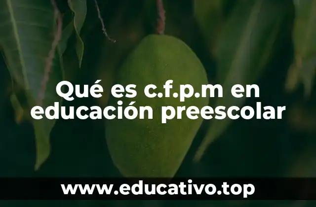 Qué es c.f.p.m en educación preescolar