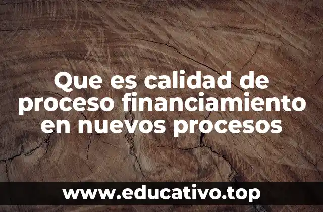 Que es calidad de proceso financiamiento en nuevos procesos