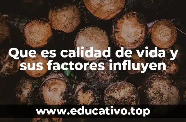 Que es calidad de vida y sus factores influyen