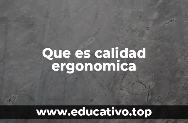 Que es calidad ergonomica