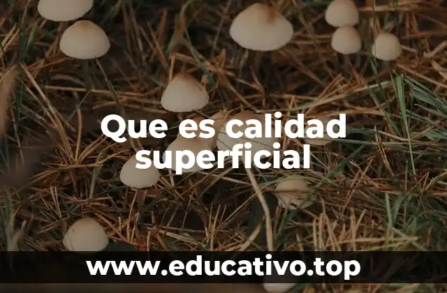 Que es calidad superficial