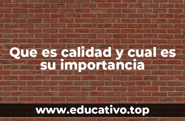 Que es calidad y cual es su importancia