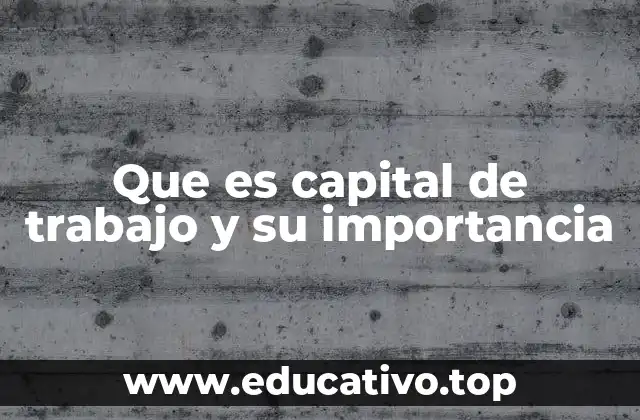 Que es capital de trabajo y su importancia