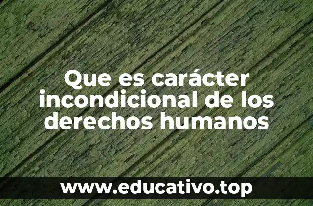 Que es carácter incondicional de los derechos humanos