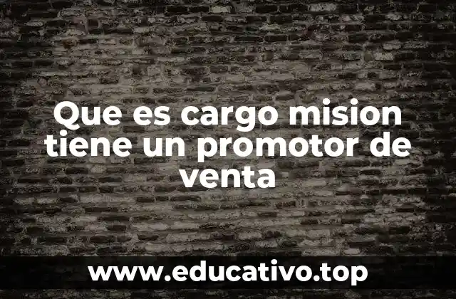 Que es cargo mision tiene un promotor de venta