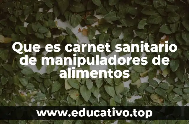 Que es carnet sanitario de manipuladores de alimentos