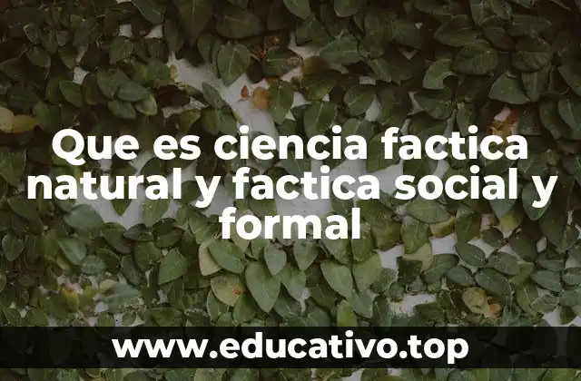 Que es ciencia factica natural y factica social y formal