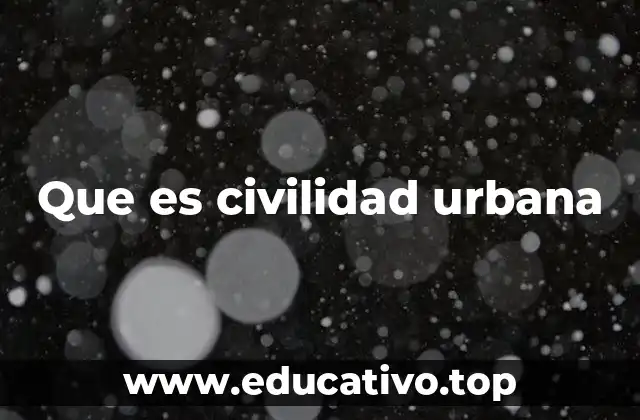 Que es civilidad urbana