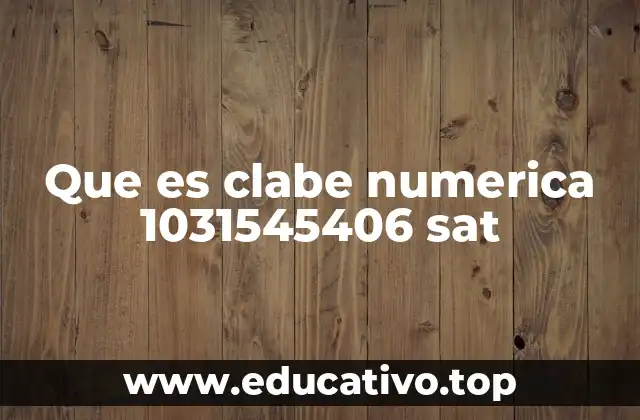 Que es clabe numerica 1031545406 sat