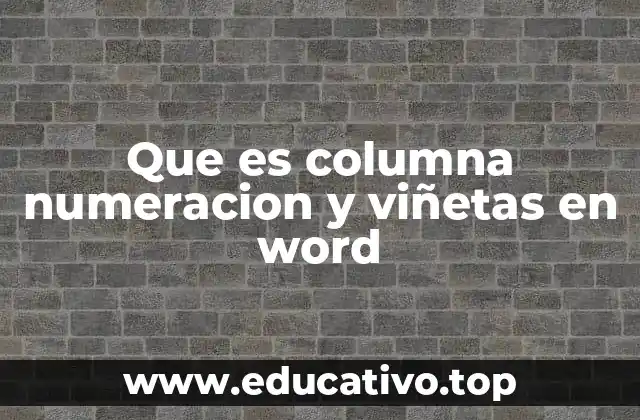 Que es columna numeracion y viñetas en word