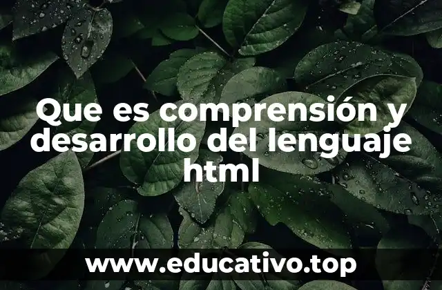 Que es comprensión y desarrollo del lenguaje html