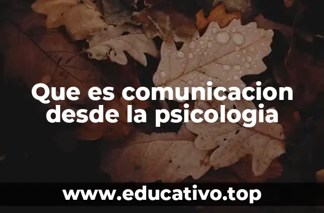Que es comunicacion desde la psicologia