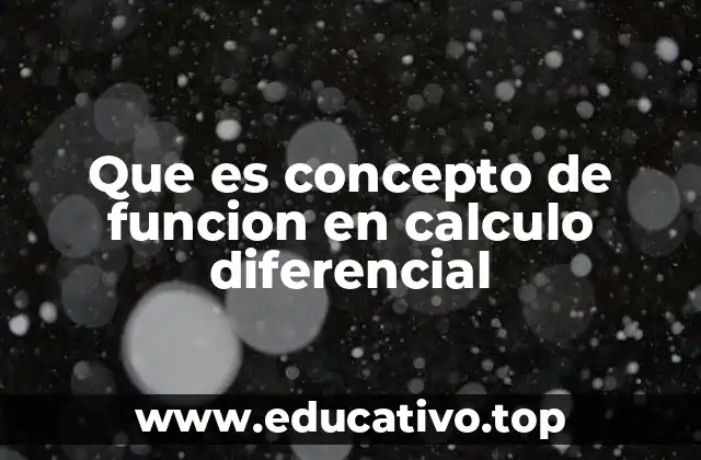 Que es concepto de funcion en calculo diferencial