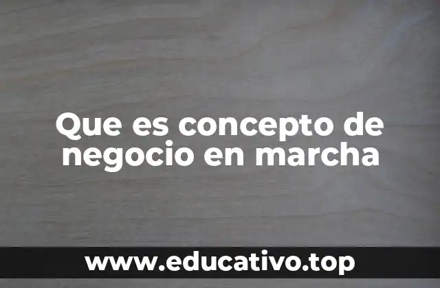Que es concepto de negocio en marcha