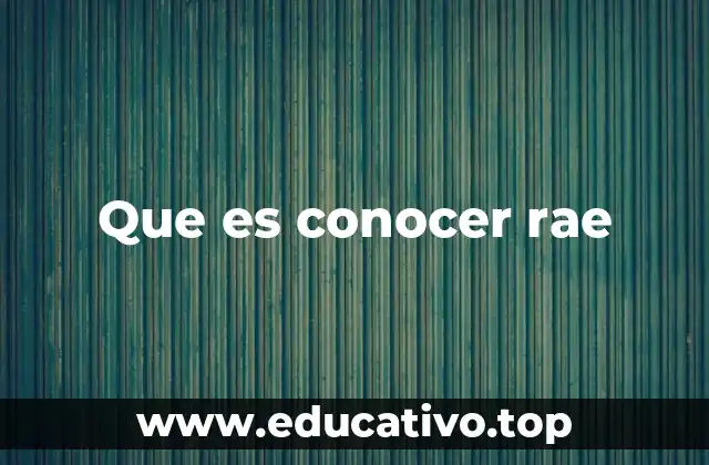 Que es conocer rae