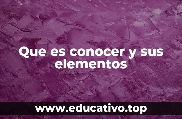 Que es conocer y sus elementos
