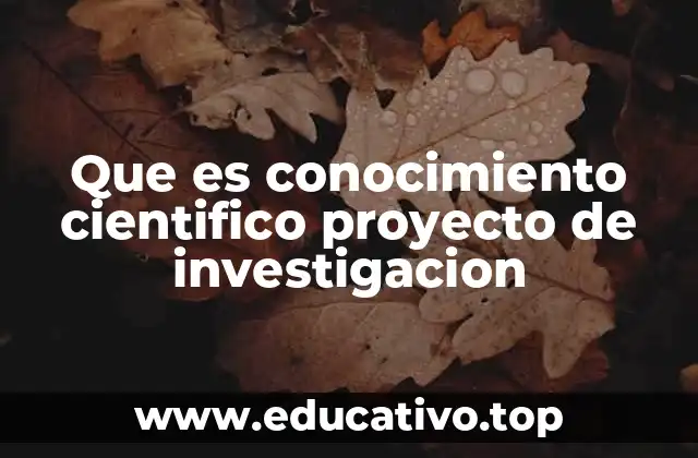 Que es conocimiento cientifico proyecto de investigacion