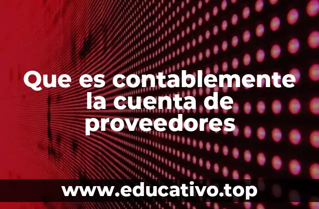 Que es contablemente la cuenta de proveedores