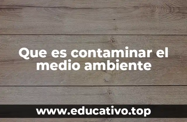 Que es contaminar el medio ambiente